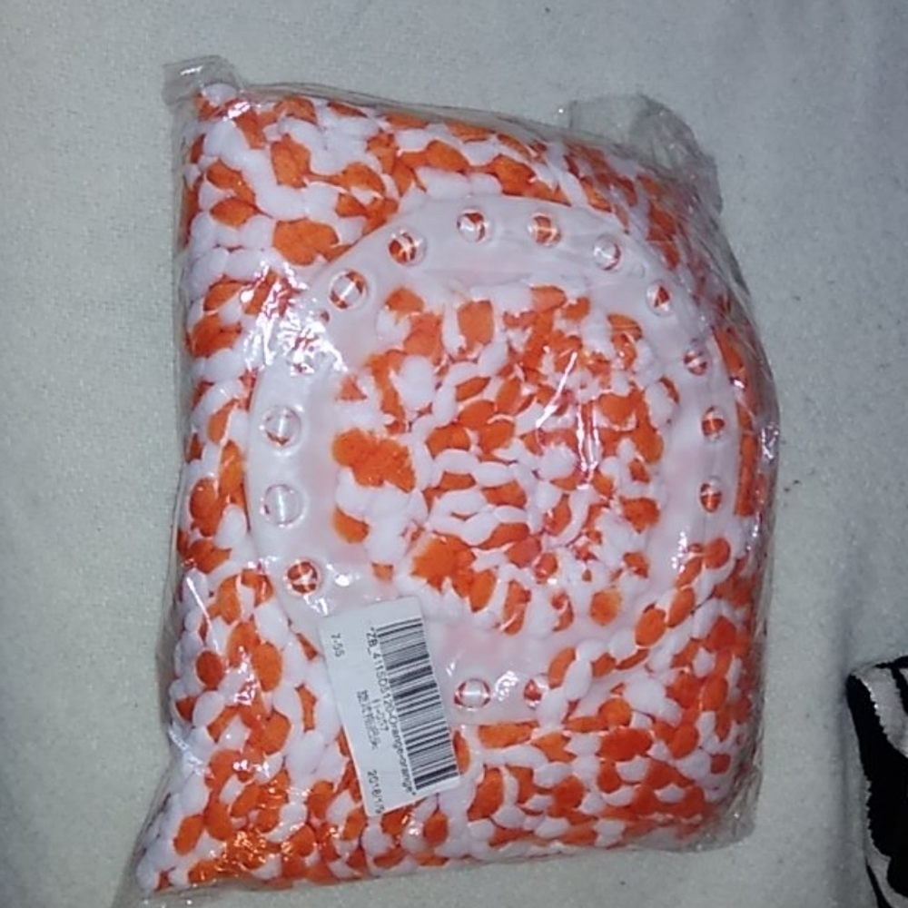 Orange and white spin mop, mop head